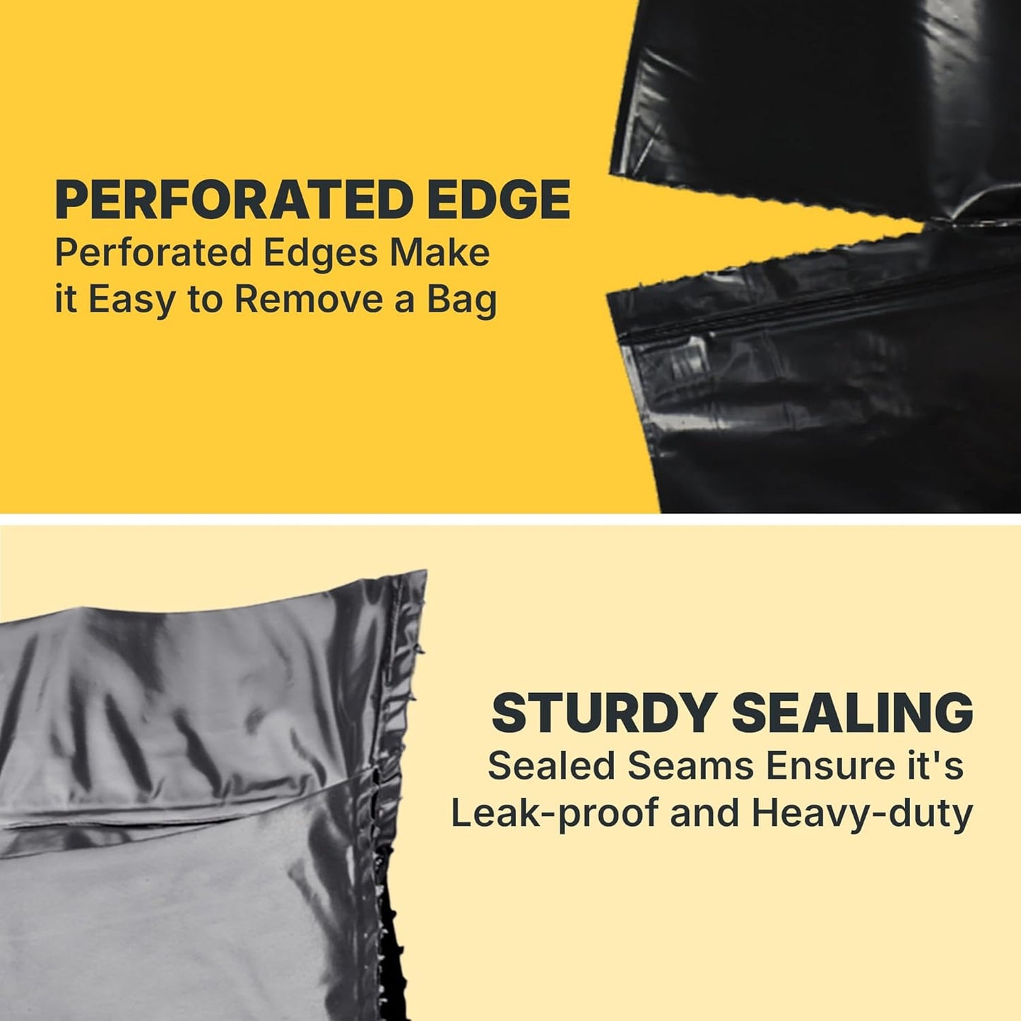 55-60 Gallon Trash Bags, 50 Micron Heavy Duty Pure LDPE Garbage Can Liners, 36" x 58" Large, Black, 50 Count