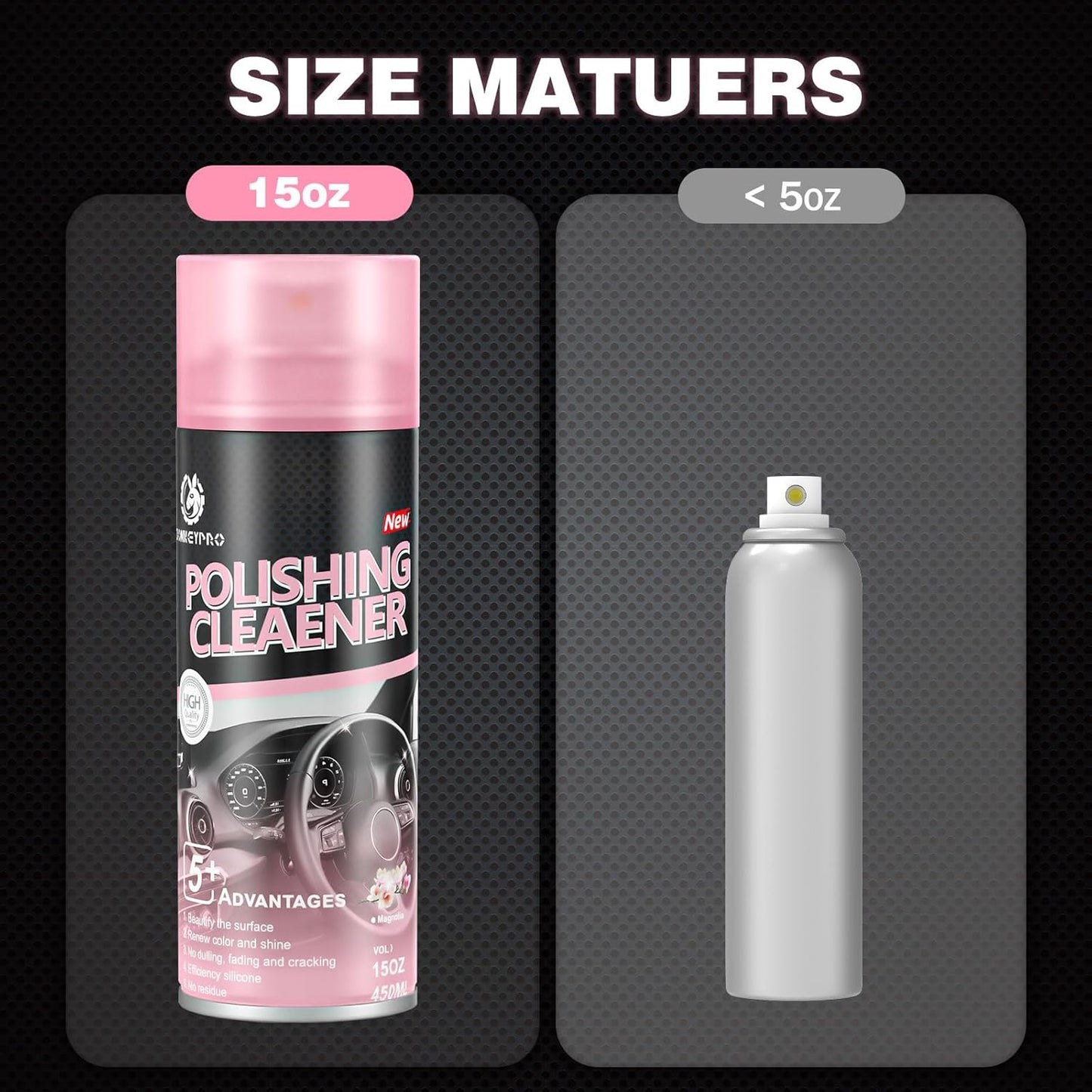 Interior Cleaner and Protectant, 15 Fl Oz Polishing Cleaner Car Interior Spray - Repels Dust & Staining, Restores & Protects Plastic, Vinyl, Leather Seats, Carpet - UV Guard, Anti-Aging