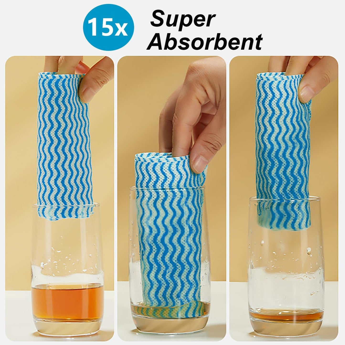 Disposable Cleaning Cloths Multi-Purpose Heavy Duty Disposable Dish Cloth Dish Rags for Kitchen, 7.87 x 15.75 inches -100 Counts/Pack,Blue