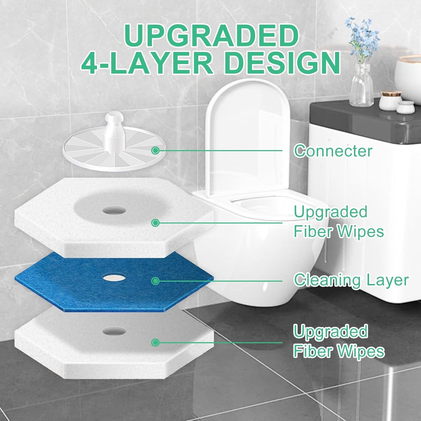 100 Count Toilet Wand Refills for Clorox, Disposable Toilet Brush Compatible with Clorox ToiletWand Cleaning System, Upgrade Fiber Bowl Cleaner Brush for Closestool Cleaning