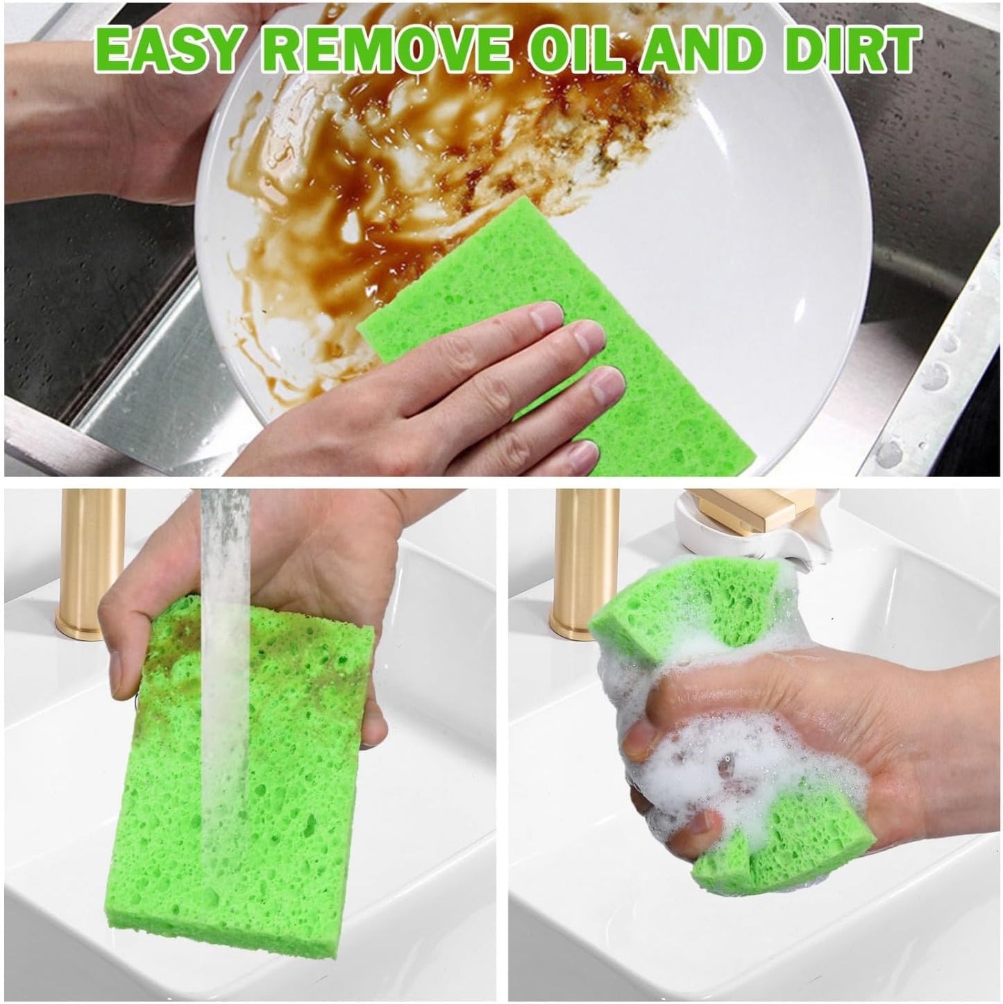 YoleShy 24 Pack Kitchen Sponges Natural Cellulose Compressed Sponges for Cleaning Reusable Dish Sponge Kitchen Non-Scratch DIY for Kids