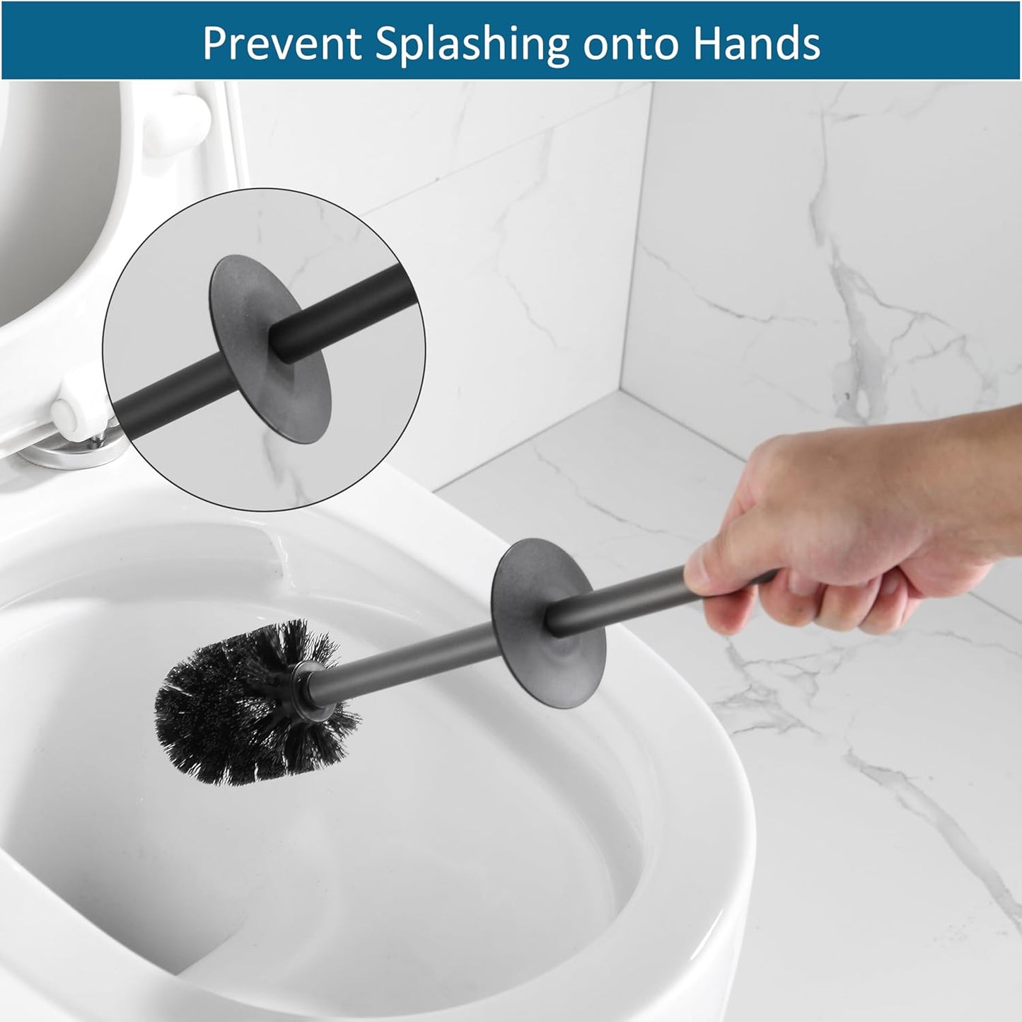 BVL Toilet Brush and Holder Set Black Freestanding for Bathroom