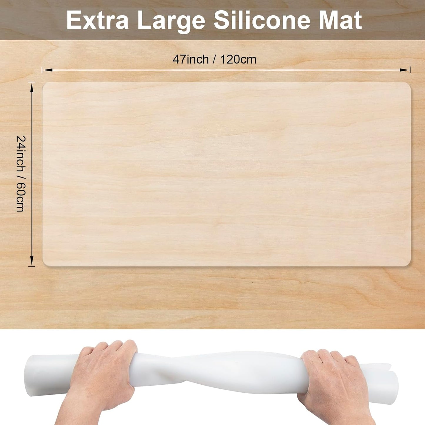 Food Grade Silicone Table Protector Mat 47x24 Inch, Heat Resistant Desk Pad for Baking/Painting/Resin/Welding, Non-Slip Waterproof Surface Easy Clean (3 Colors) (White Translucent)