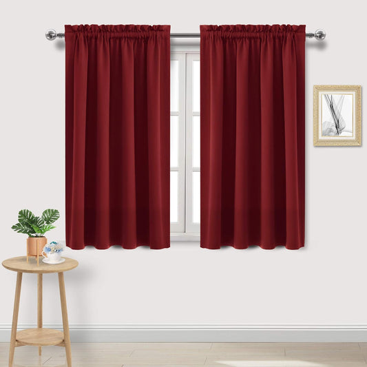 DWCN Christmas Burgundy Room Darkening Blackout Curtains - Thermal Insulated Privacy Energy Saving Window Curtain Drapes 52 x 54 inch Length, Set of 2 Bedroom Living Room Curtains