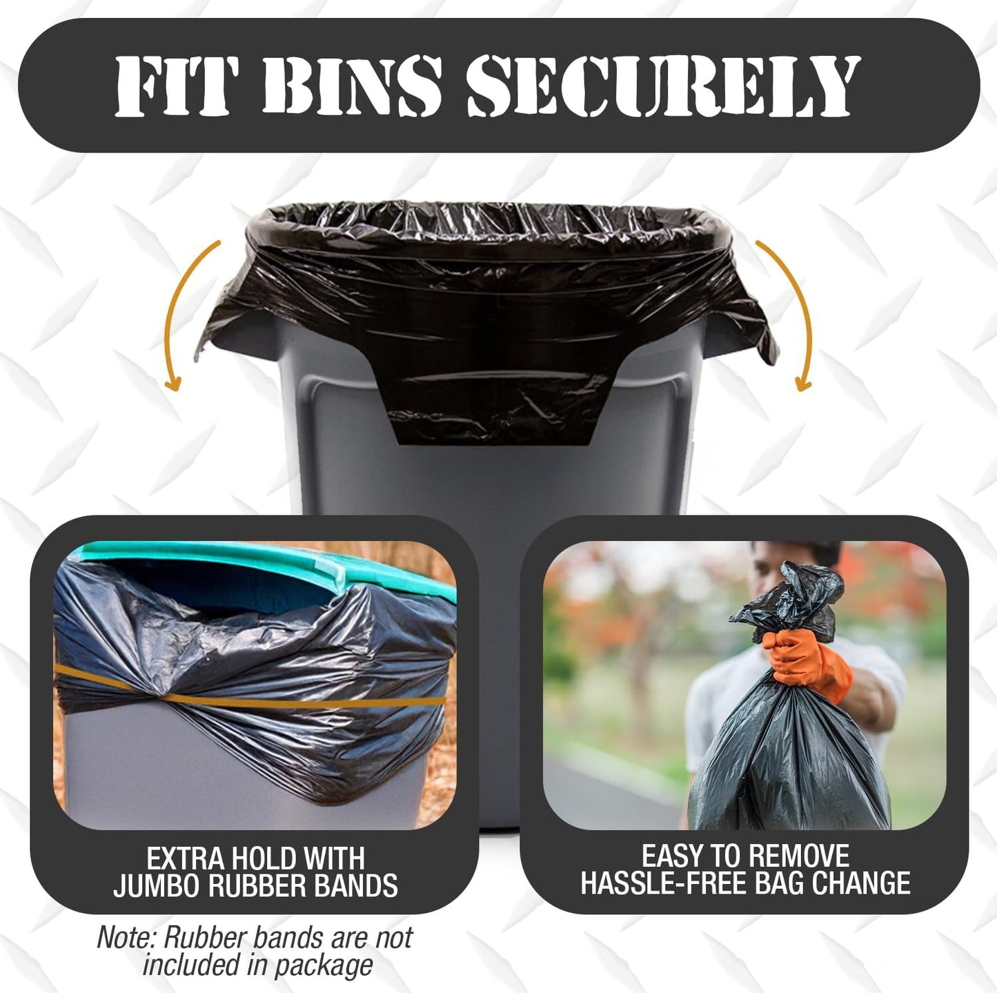95-96 Gallon Extra-Large Black Garbage Can Liners, Heavy-Duty Trash Bags, 50 Bags, 1.5 Mil Thick, Ideal for Commercial & Home Use
