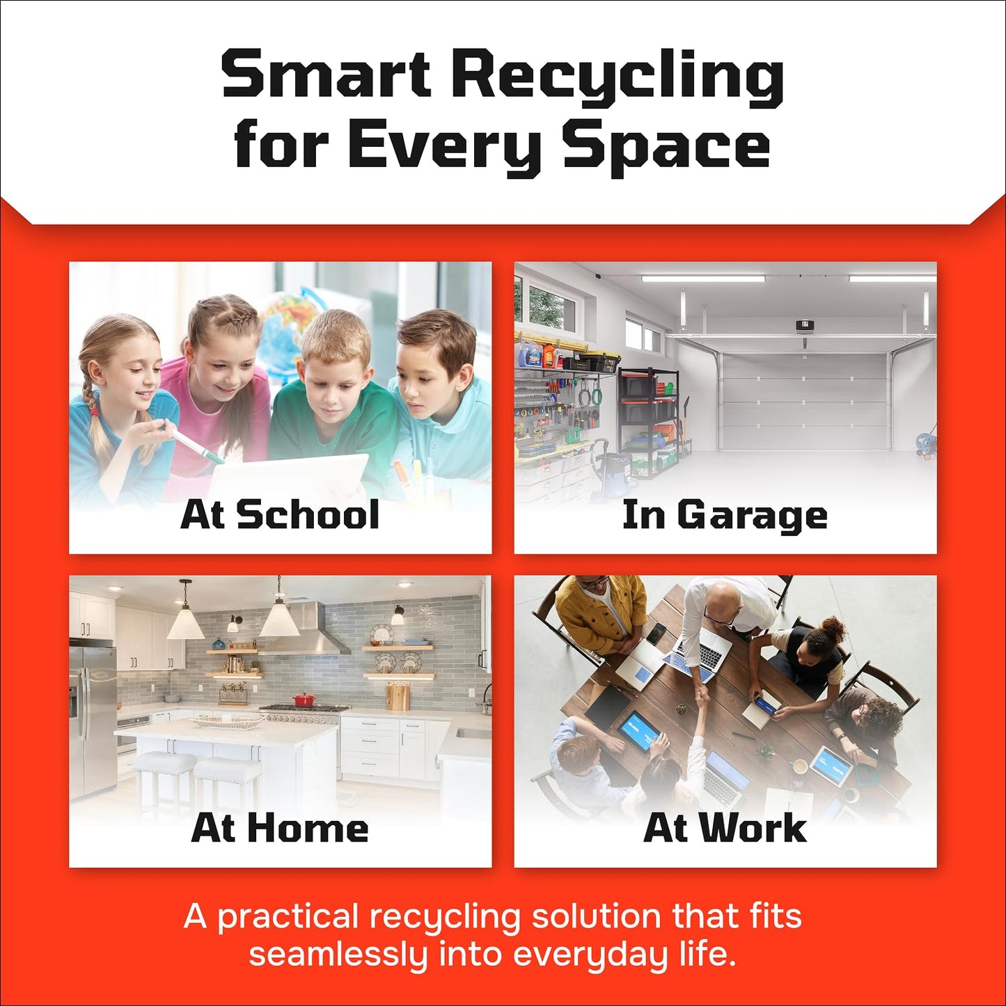 6 Gallon Stackable Recycling Bins for Homes, Garages, Offices Made of 100% Recycled Plastic - (Red, 6 Pack)