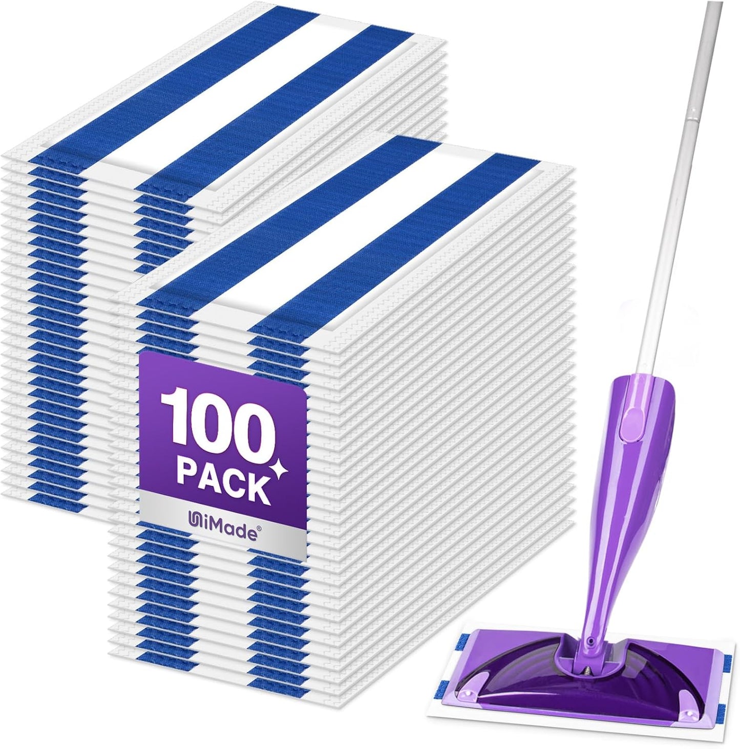 100 Count Mop Pad Refill Compatible with Swiffer WetJet, Disposable Multi-Layers Mopping Pads for All Hard Surface, Especially Hardwood Floor, Super Absorbent Spray Mopping Pad Refills
