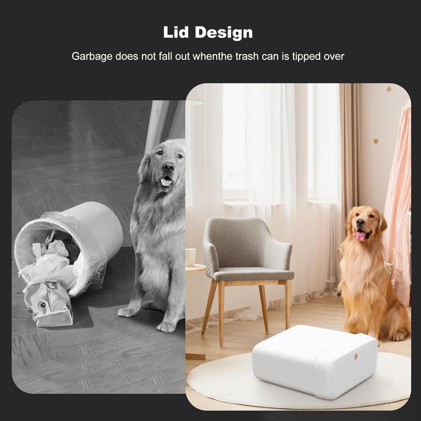 funest Bathroom Small Trash Can with Lid, 13 Liter/3.4 Gallon Slim Garbage Bin with Press Top Lid, White Wastebasket for Bedroom, Office, Kitchen, RV