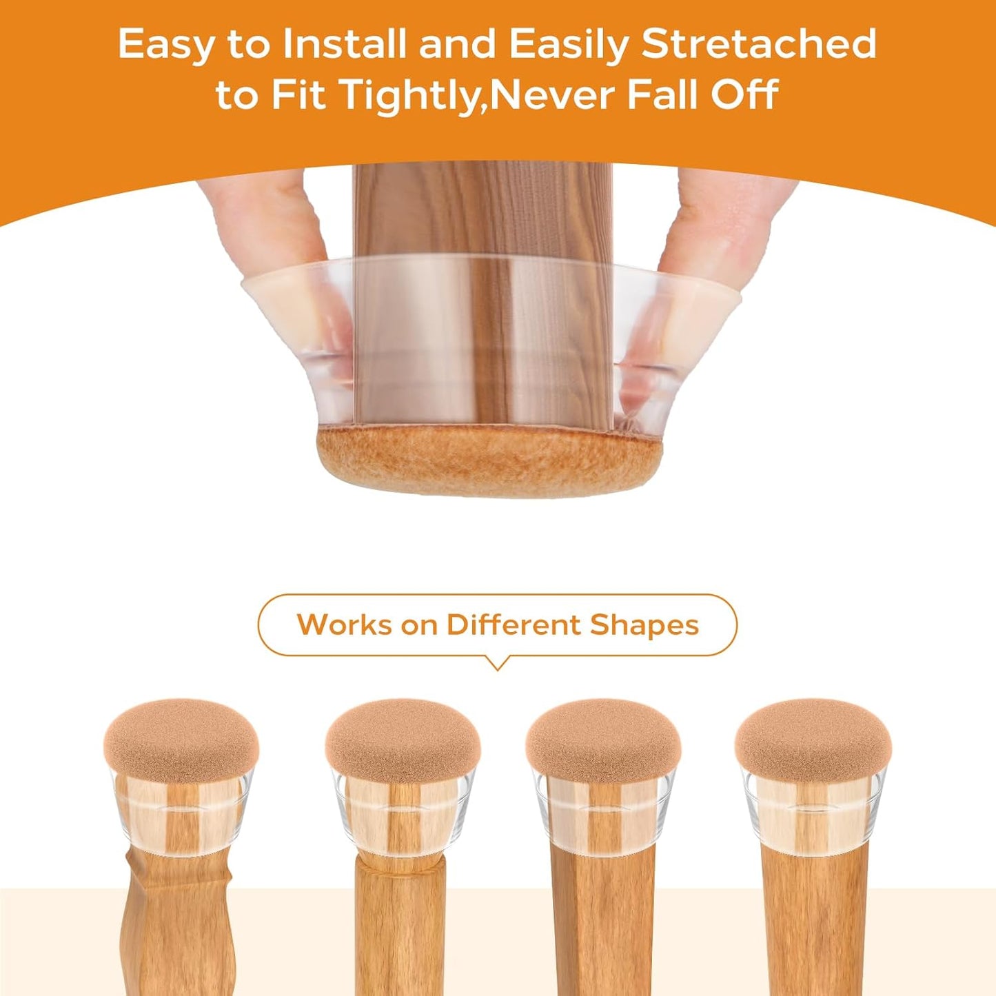 24 PCS Silicone & Felt Chair Leg Floor Protectors for Hardwood Floors - Furniture Pads, Chair Leg Covers/Cups - No Noise & Scratch-Proof - Round M (Fits 1"-1 3/16" / 24-30mm), Clear