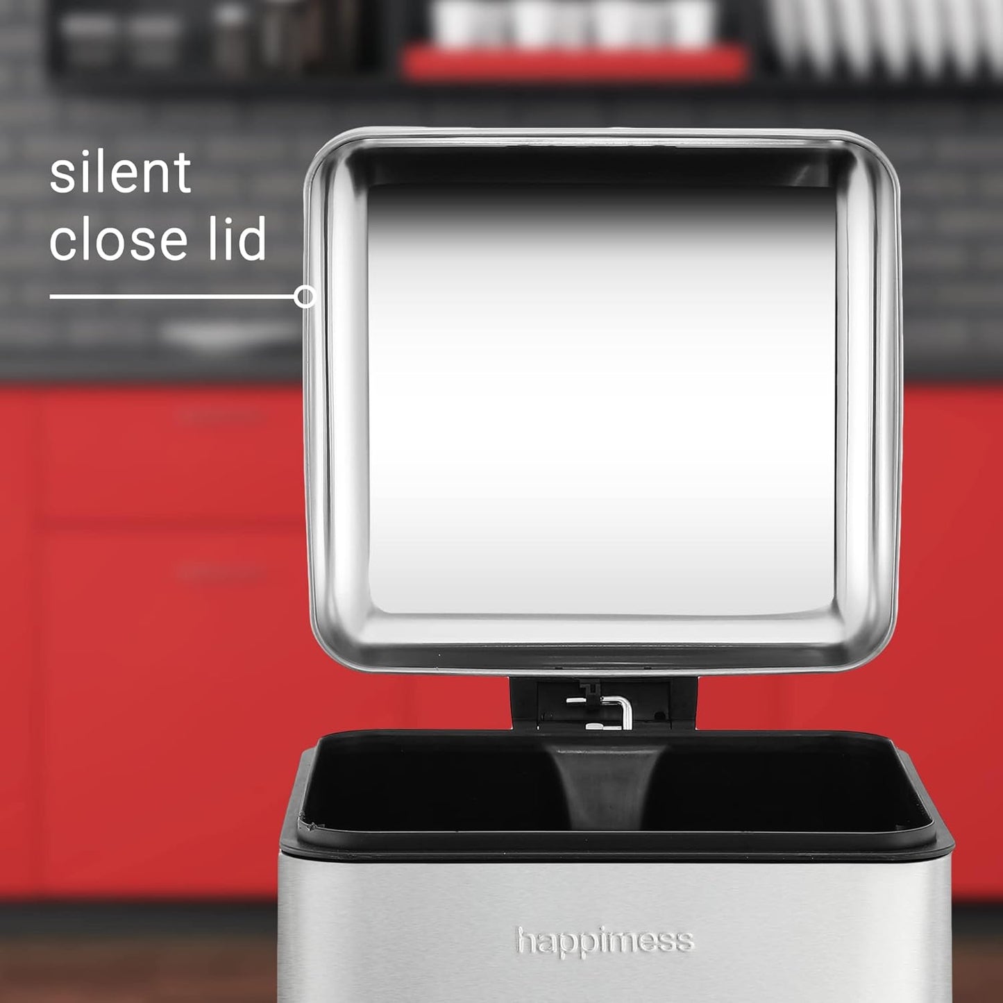 happimess HPM1007D Betty Retro 8-Gallon Step-Open Trash Can with Soft-Close Lid, Fingerprint Resistant, Modern, Minimalistic for Home, Kitchen, Laundry Room, Office, Bedroom, Bathroom, Chrome