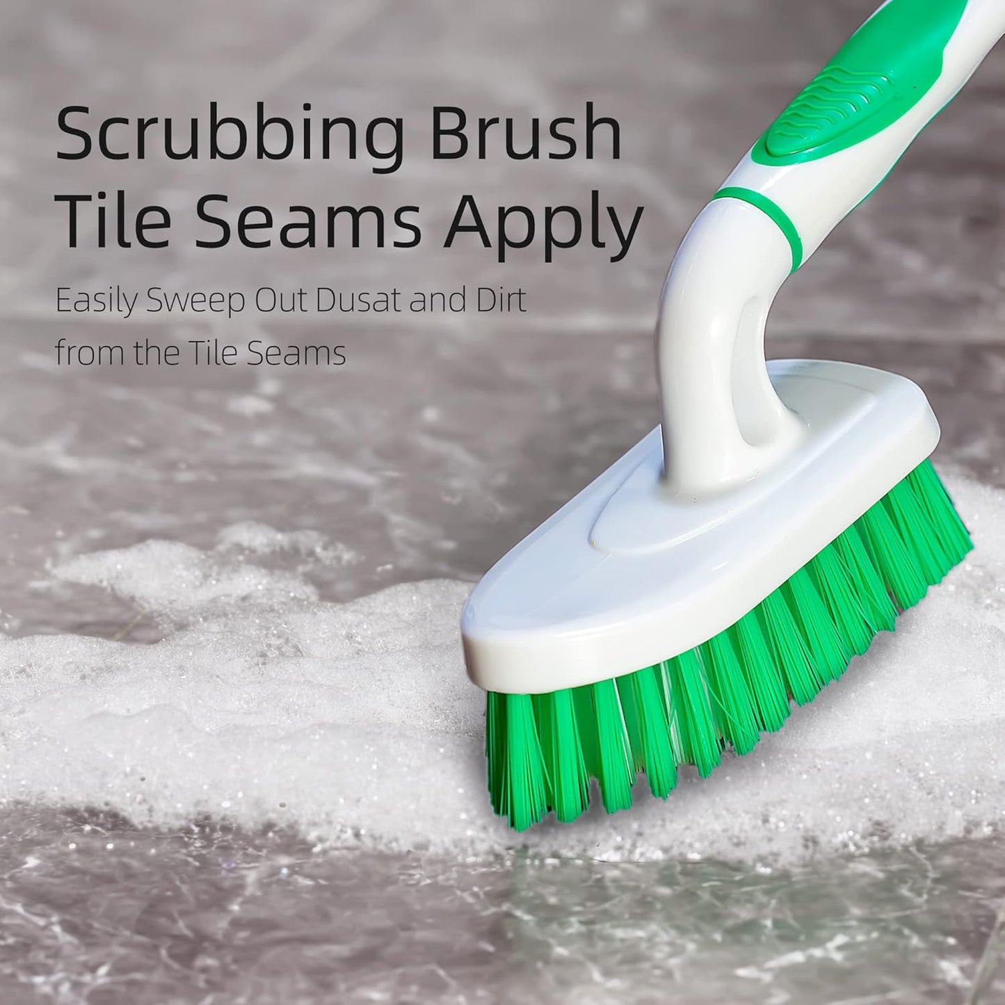 2-Pack Scrub Brush for Cleaning with Long Handle,Medium Firm Brush Bathroom Cleaning Supplies and Bathtub Cleaner and Shower Cleaning Brush,Multi-Scene Use for Kitchen or Carpet Brush,White&Green