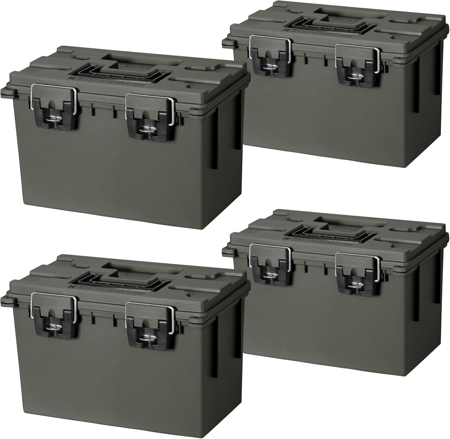 Sheffield 12765 XL Storage Bins With Lids, 4-Pack Stackable Storage Bins, Made in USA, Lockable and Water-Resistant Containers with Lids, Plastic Containers for Home, Classroom, and Dorm