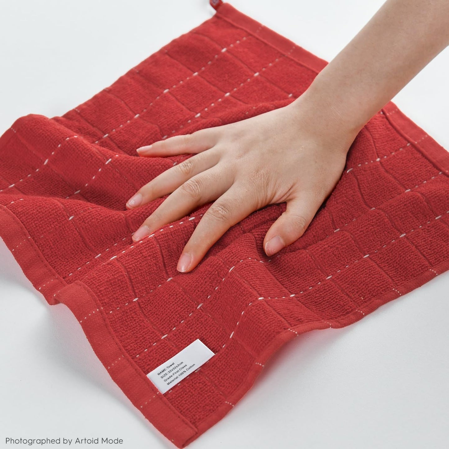 Artoid Mode Checkered Designed Cotton Terry Kitchen Dish Cloths, 12x12 Inch Soft Absorbent Quick Drying Cleaning Kitchen Rags Set of 6，Multicolor