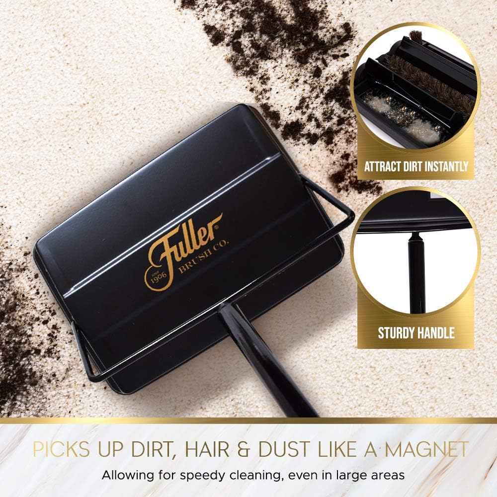 Fuller Brush 17028 Electrostatic Carpet & Floor Sweeper - 9" Cleaning Path - Lightweight - Ideal for Crumby Messes - Works On Carpets & Hard Floor Surfaces - White