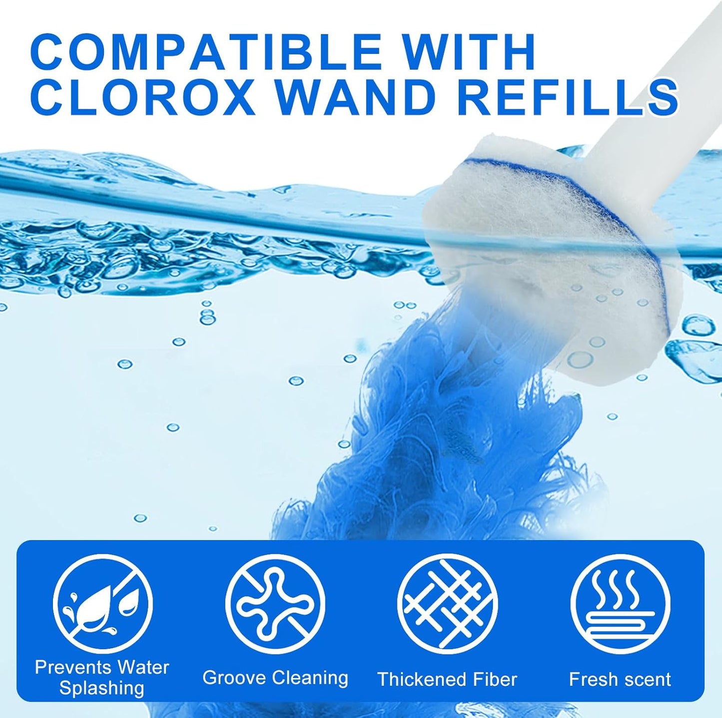 60pcs Disposable Toilet Wand Refills,Replacement Brush Heads Compatible With Most Toilet Wand Refill System,Upgrade Fiber Cleaner Heads for Closestool Cleaning.（not included brush rod）