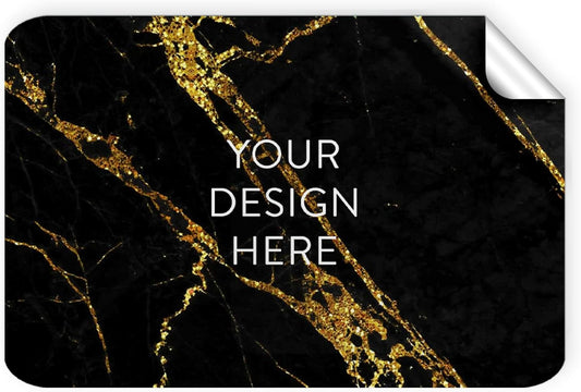 100 Custom Vinyl Stickers - Upload Your own Image, Text, Design, Logo - Personalized Logo Labels for Handmade, Packaging, Bottle, Jars, Candle, Brand Stickers (Black Gold Marble, 4x2)