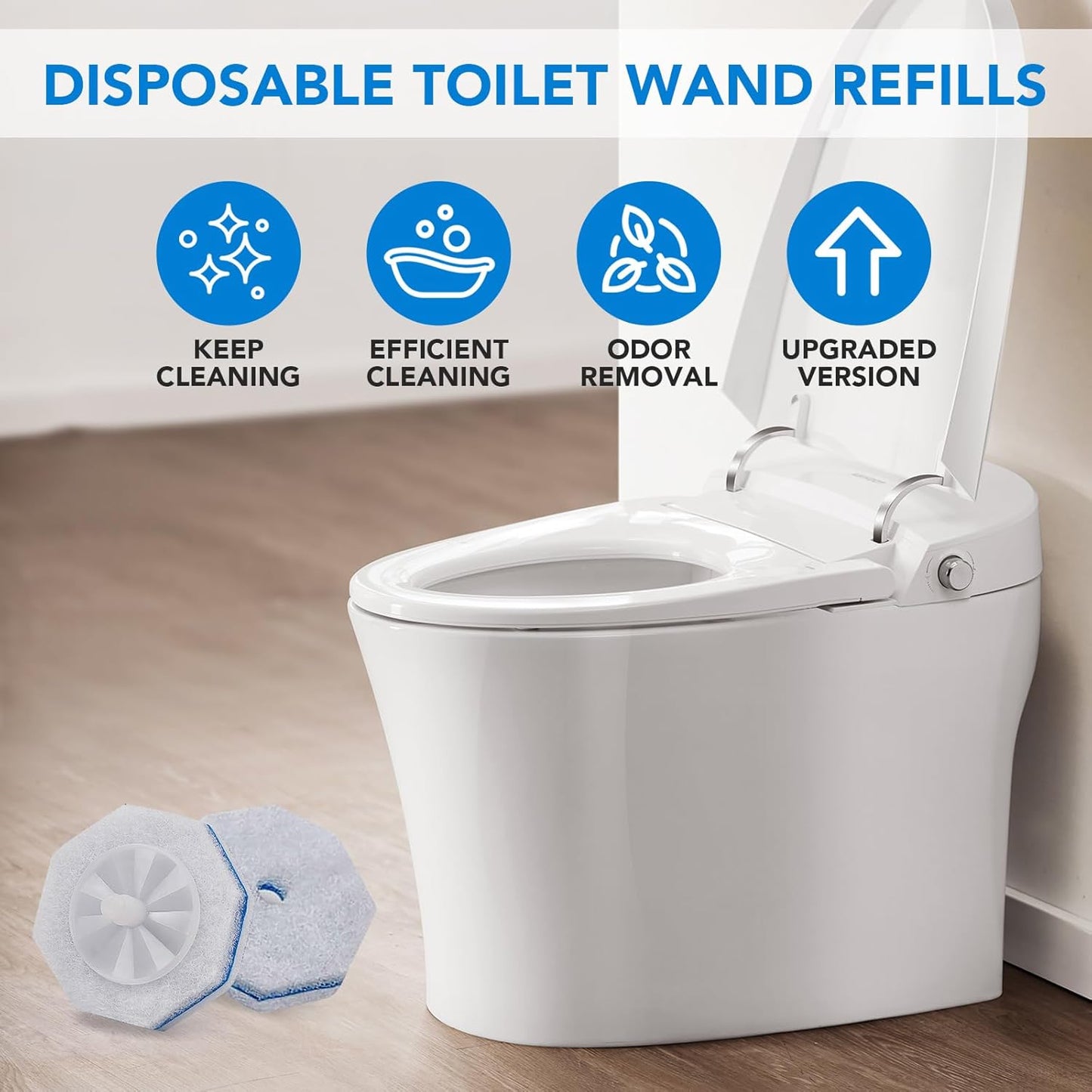 50 Pcs Disposable Toilet Bowl Wand Refills for Clorox, Upgraded Replacement Heads System Compatible with Clorox Toilet Wand Refills for Bathroom Cleaning