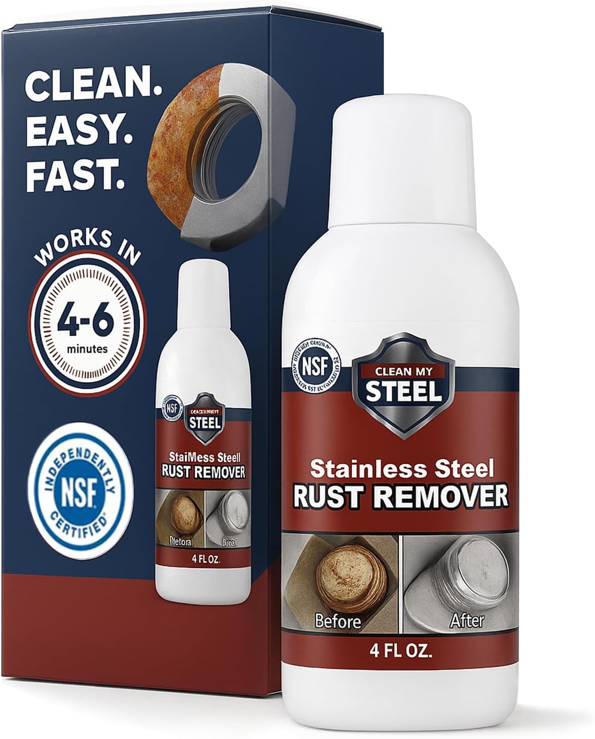 Stainless Steel Rust Remover and Stain Cleaner | NSF Approved | Non-Toxic & Food Safe | Quickly Cleans Commercial Equipment, Appliances, Grills, Sinks, and Tools – 4 oz