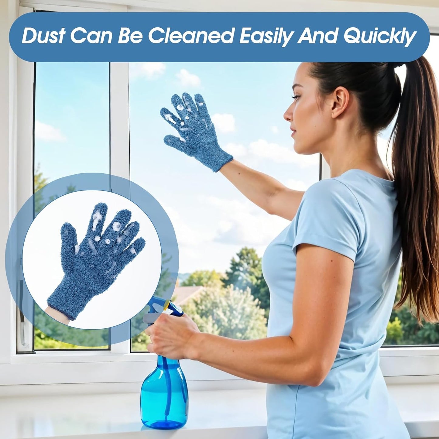 Plant Dusting Gloves, Microfiber Dusters for Cleaning Kitchen Indoor Mitt for House Use Desk Window Blind Screen Wash