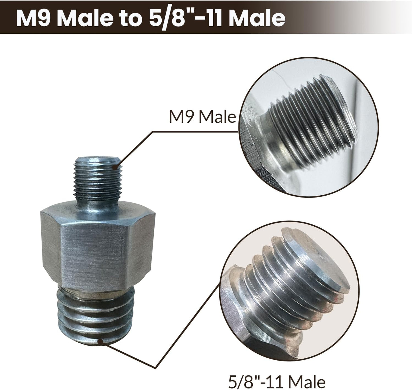 3" Hook and Loop Sanding/Polishing Backing Pad, M9 to 5/8-11 Hex Grinding Bit Thread Adapter, for Milwaukee M12 Polishers/Sanders with M9 Spindle Threads