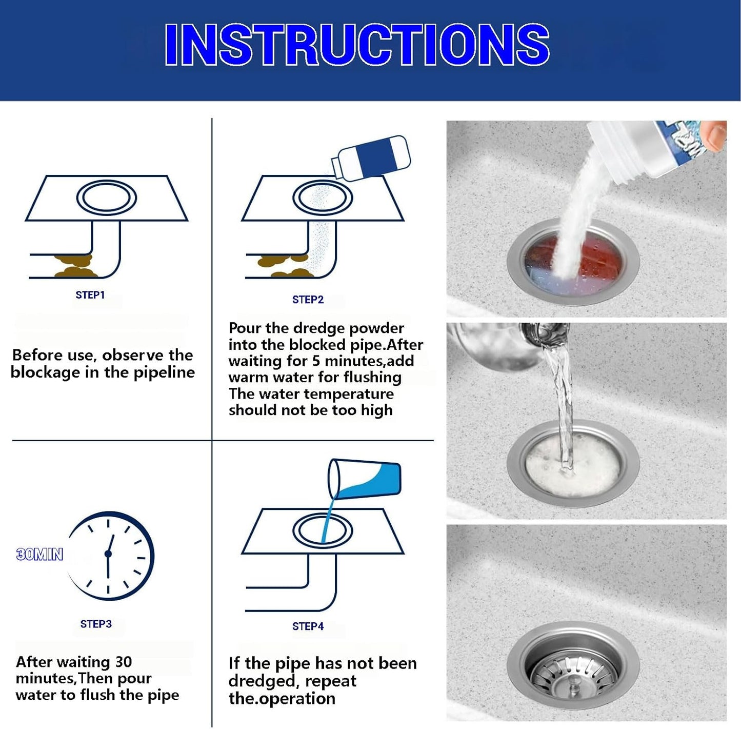 Wild Tornado Sink Drain Cleaner, Powerful Sink and Drain Cleaner Powder for Kitchen and Bathroom