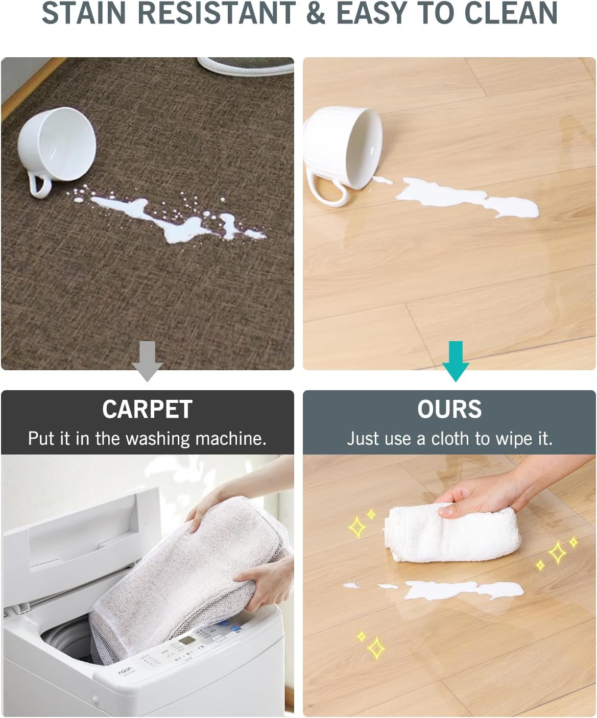 Area Mat for Hard Floor, 6'×9' Transparent PVC Area Rug for Home, Waterproof No Smell Protector for Dining Room, Large Durable Mats for Rolling Chair, Kitchen, Living Room, High Traffic Area