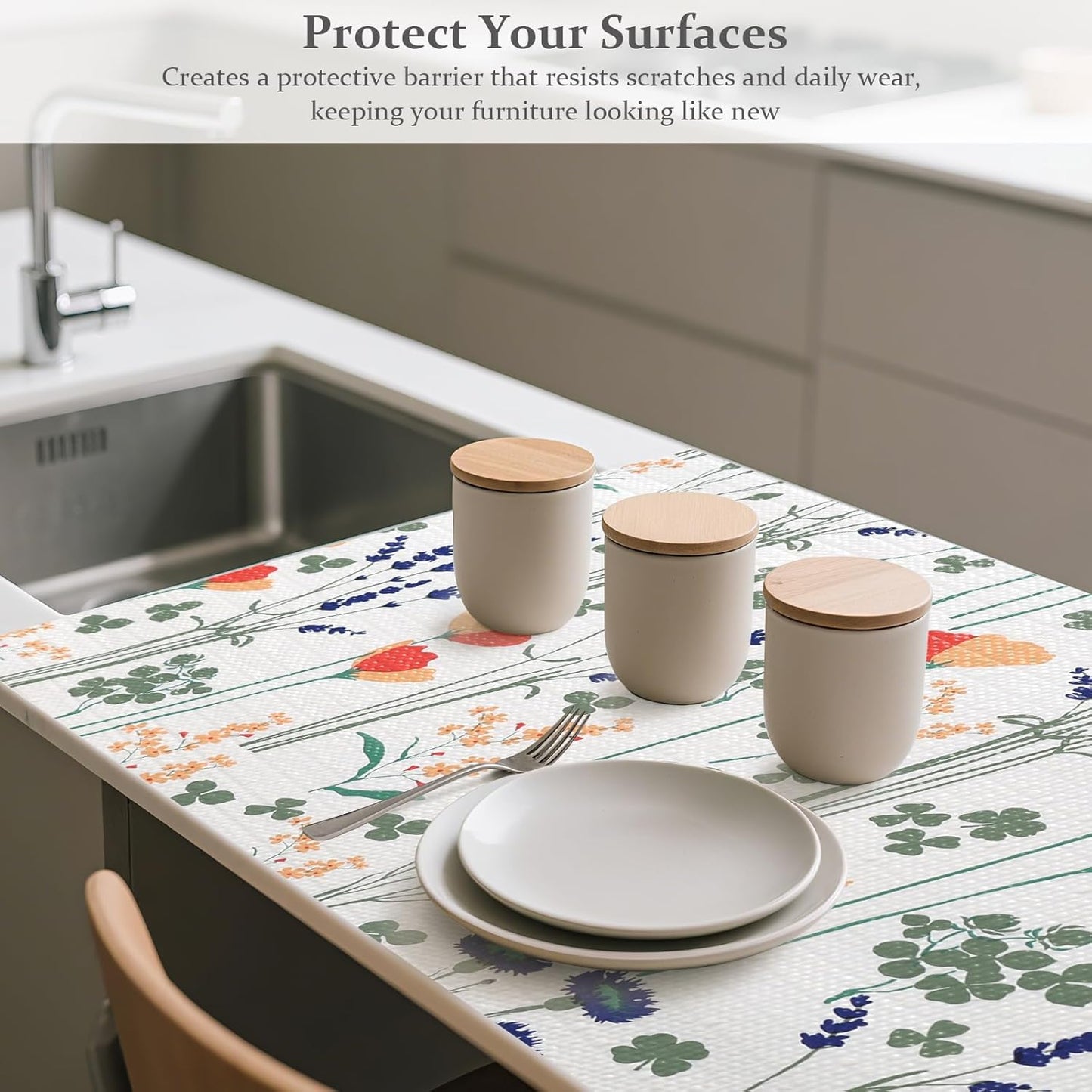 FINNEZ Shelf and Drawer Liner 17in x 20FT with Cutting Tool, Non Slip Non Adhesive Drawer Liners for Kitchen Cabinets, Waterproof Floral Cabinet Liner for Shelves, Refrigerator