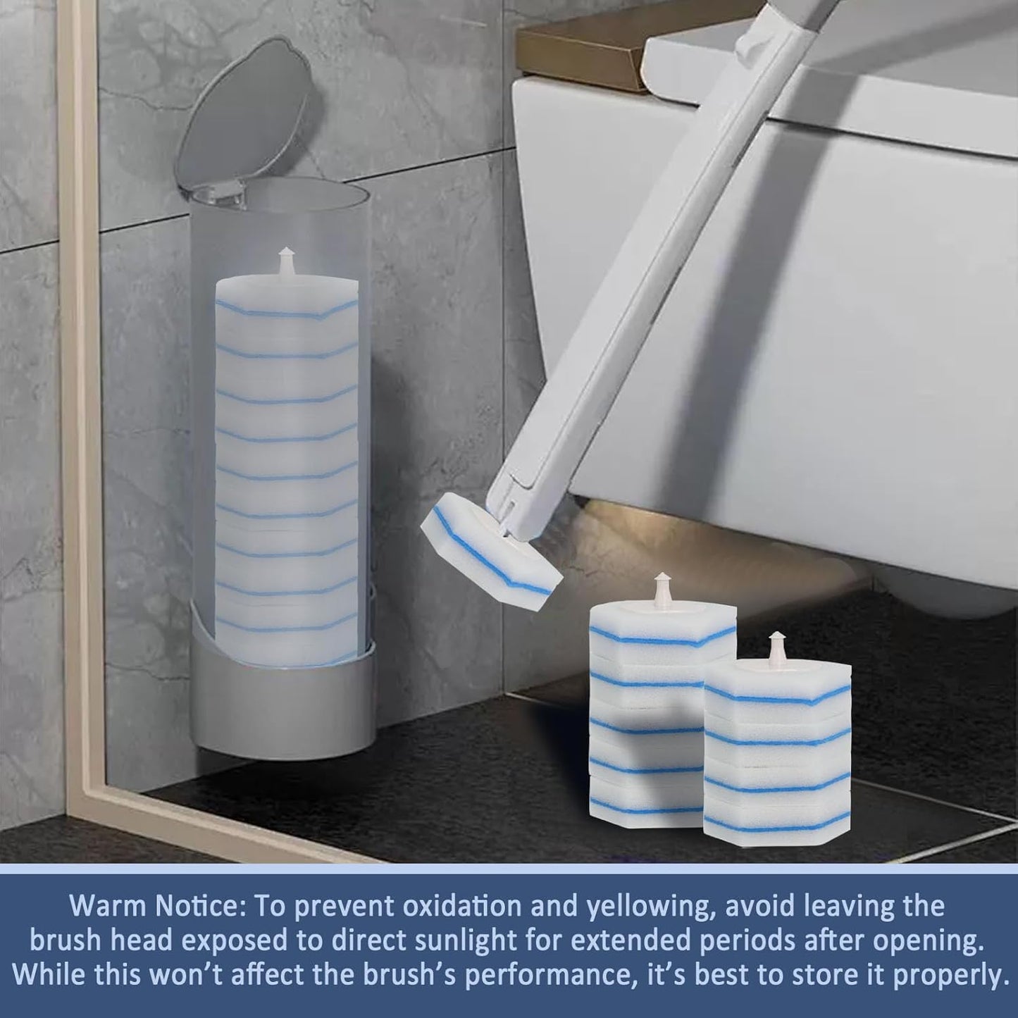 Disposable Toilet Bowl Wand Refills, Wand Replacement Head for Bathroom Deep Cleaning, Disposable Toilet Cleaner Refill Pads Compatible with Most Toilet Brushes(50 Packs)