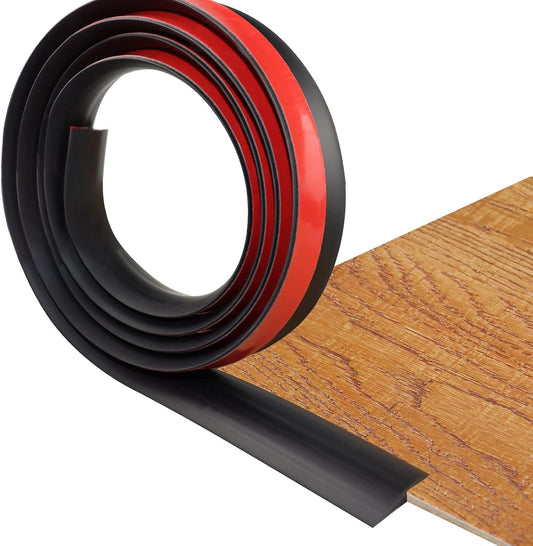 Floor Transition Strip Self Adhesive Carpet & Flooring Transitions Edging Trim Strip PVC Threshold Transitions Suitable for Threshold Height Less Than 5mm (20Ft, Black)