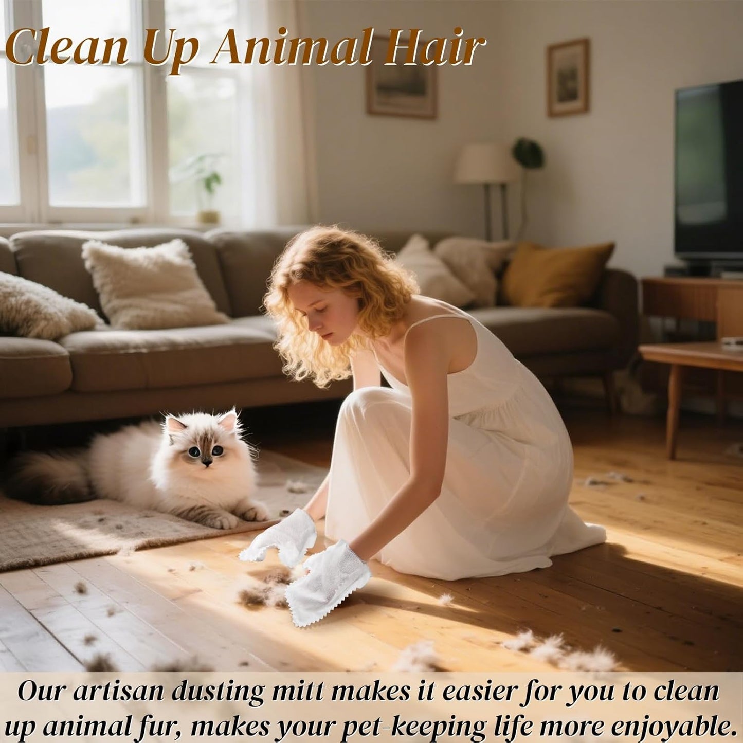 100 Pcs White Microfiber Dusting Gloves, Disposable Artisan Dust Cloth Remove Mitt, Dual-Sided Dust Wipes Feather Dusters for Indoor Plants Furniture, House Cleaning Pet Hair, Electronic Device