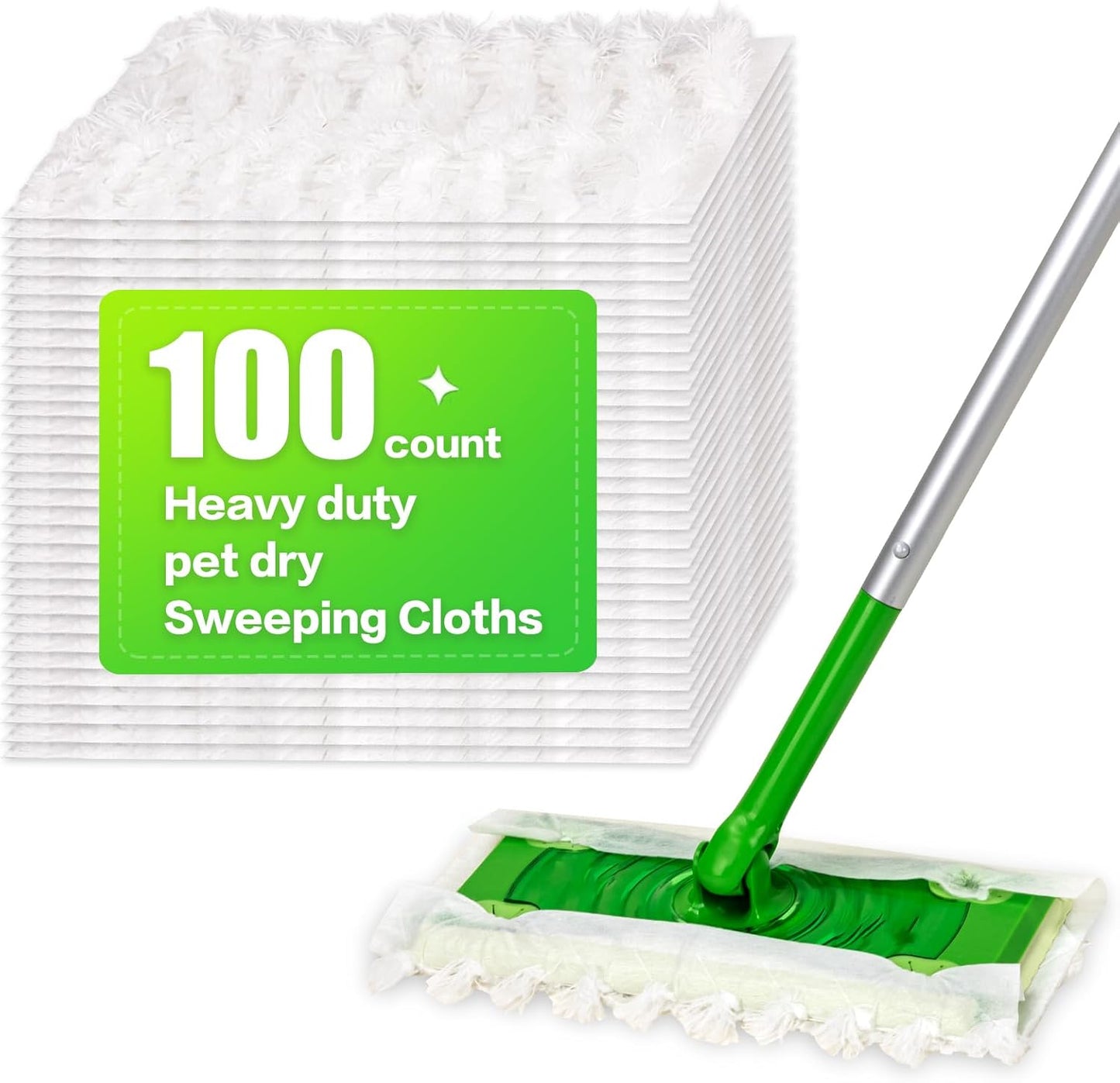 Heavy Duty Dry Sweeping Cloths Compatible with Sweeper Mop, Microfiber Duster Mop Pads Refills for Cleaning Hardwood Floor Dust and Pet Hair, Disposable (100)