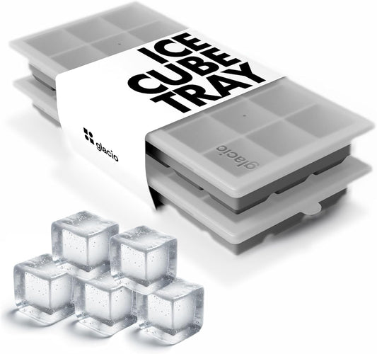 glacio Ice Cube Tray – Small Silicone Molds with Lids, BPA-Free and Flexible for Cocktails and Beverages – Set of 2