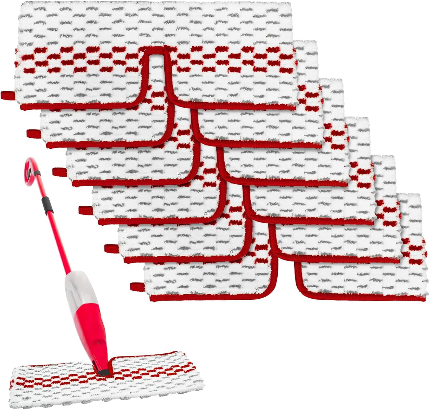 Spray Mop Pads Compatible with Promist Max - Reusable Mop Refills for Oceda Promist Max, Microfiber Double Sided Usable Dry Wet Floor Cleaning (6 Pack Red)