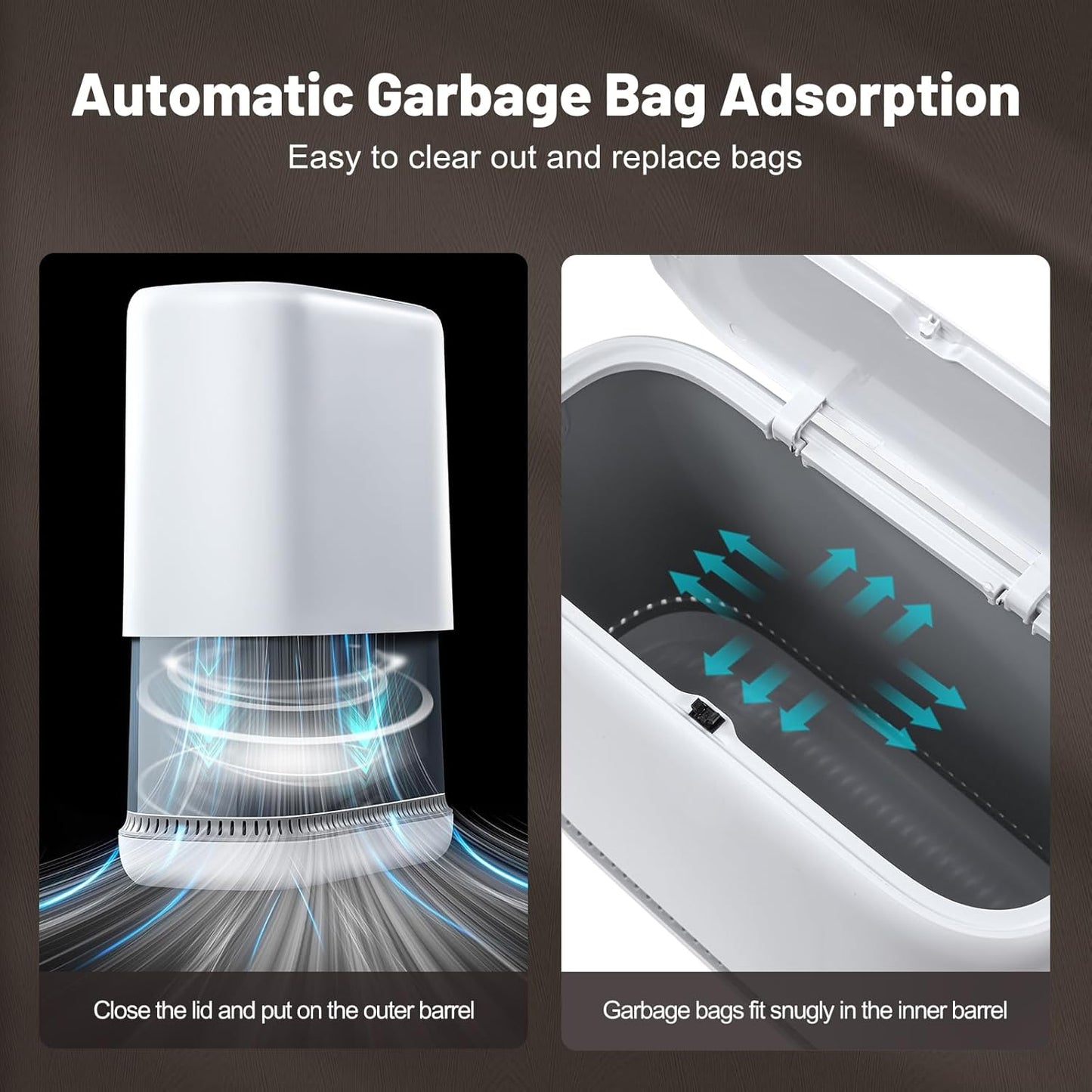 MOPALL Bathroom Trash Can, 3.3 Gallon Slim Garbage Can with Lid, Adsorption Narrow Trash Bin with Press-Top Lid, Plastic Small Waste Basket for Kitchen, Bathroom, Office, Bedroom, Living Room(White)