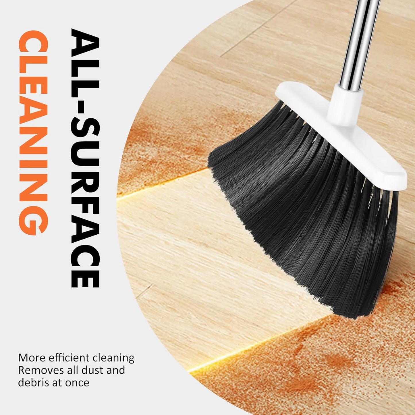 NACENA Heavy Duty Broom, 55 Inch Long Handle Outdoor Large Angle Brooms, Commercial Broom for Sweeping Indoor, for Home Garage Kitchen Office Courtyard Lobby Patio Lawn Concrete, 2 Pack (Grey&White)