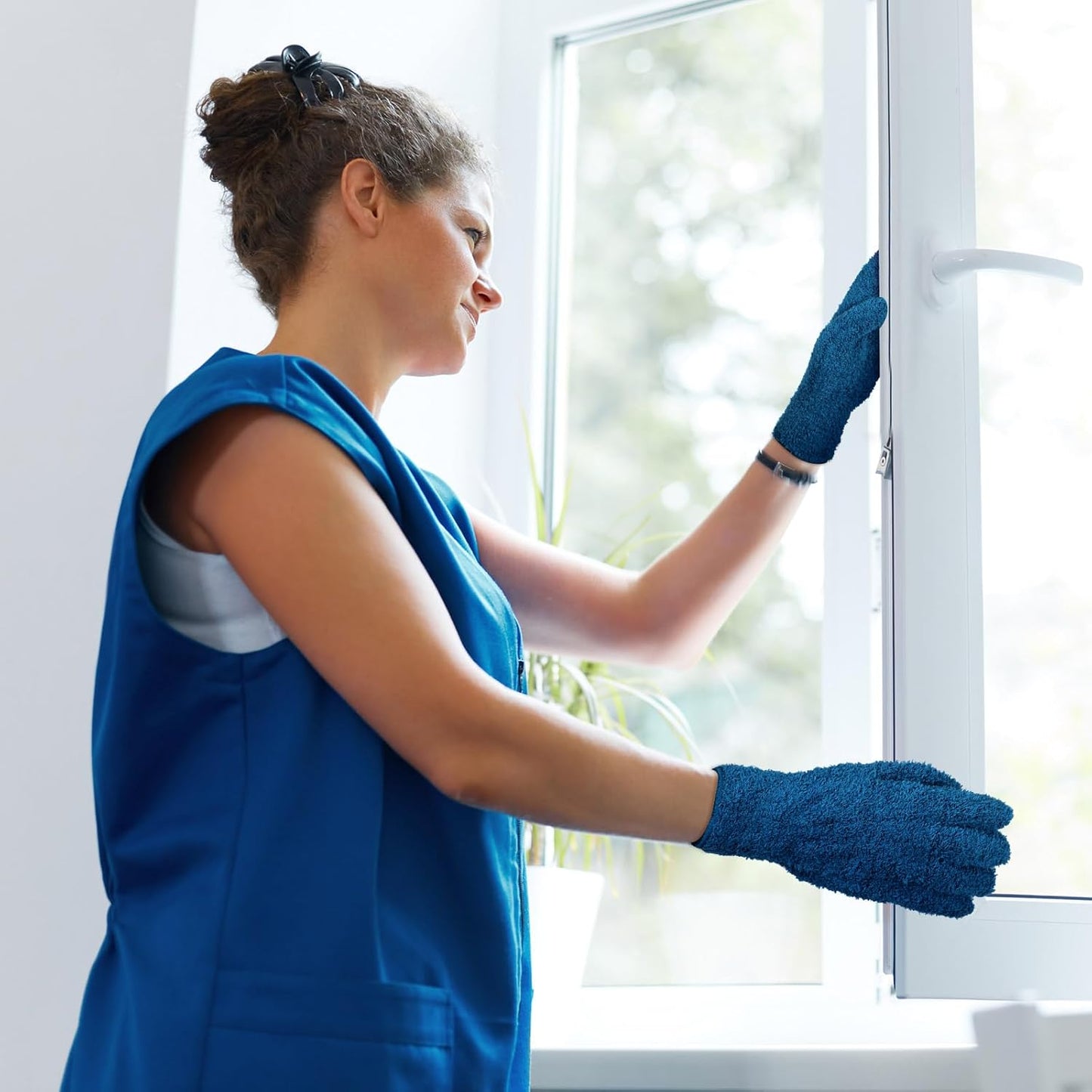 Bencailor 6 Pairs Microfiber Dusting Gloves, Dusting Cleaning Gloves Microfiber Gloves for Plants House Blinds Car Dust Mitt (Vibrant Color,Medium)