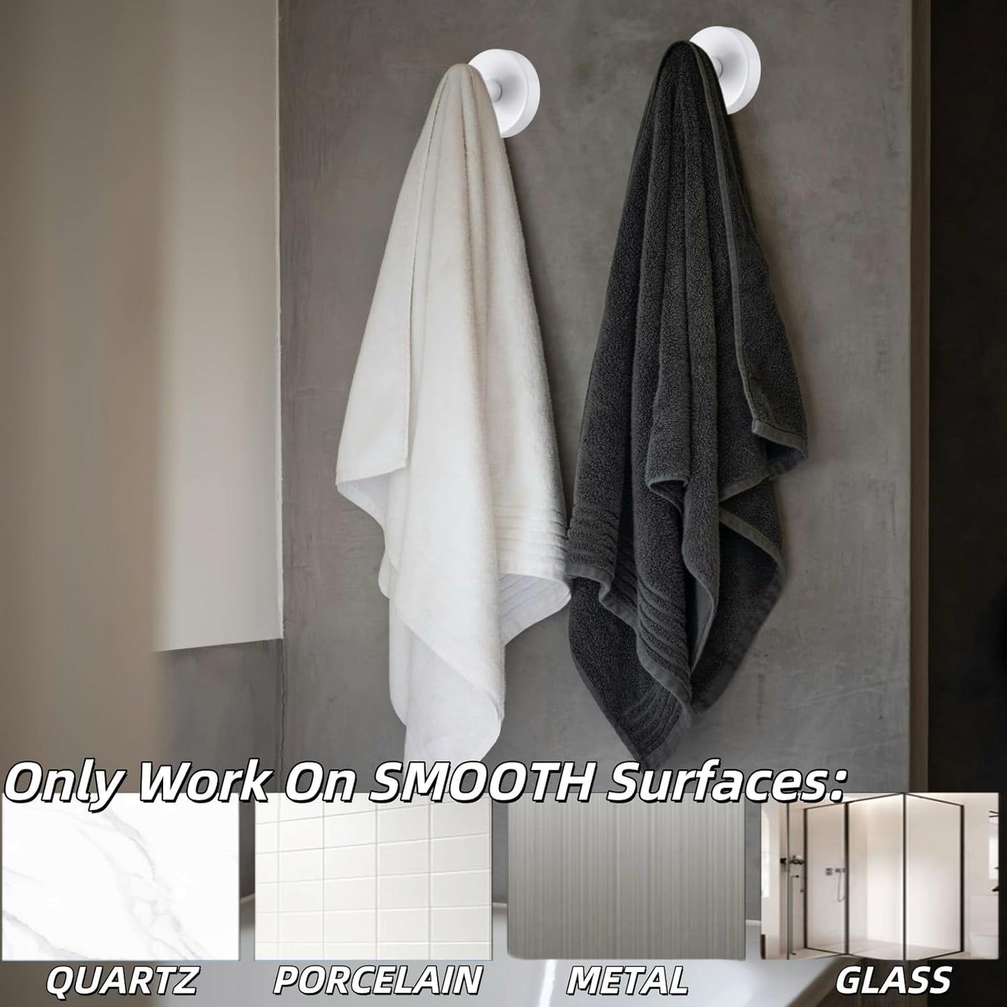 2025 Upgraded Stainless Steel Heavy Duty Suction Cup Hooks For Shower Bathroom Accessories Removable Hook For Glass Window Door Wall Hooks For Hanging Towels Robes Wreaths (Pack Of 5, White)