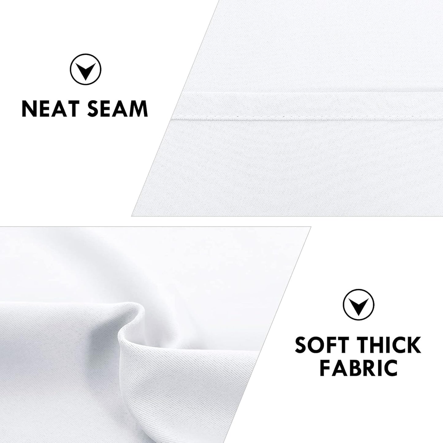 DWCN White Room Darkening Curtains for Kitchen/Bedroom, 60 x 36 inches Long - Energy Saving Window Drapes for Nursery with Rod Pocket, Set of 2 Panels