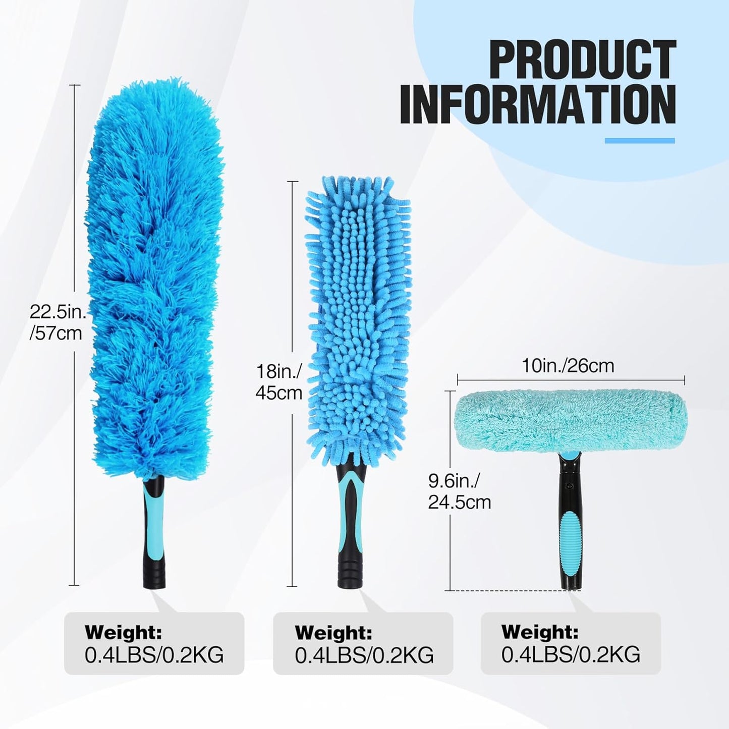 Lineslife Cobweb Duster,Washable Cleaning Duster Kit with Flexible Microfiber Duster Head, 1 * 2-in-1 Window Squeegee, and 1* Ceiling Fan Duster for Home Office Cleaning High Ceilings,Furniture,Roof