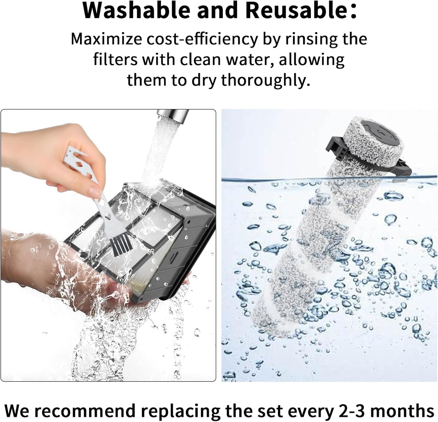 3930F 3933 3930 Roller Brushes & HEPA Filters Replacement Kit for BISSELL CrossWave OmniForce Edge Cordless Cleaner - Includes 3 HEPA Filters, 3 Brush Rolls, 1 clean Brush, Part No. 1640897, 1640066