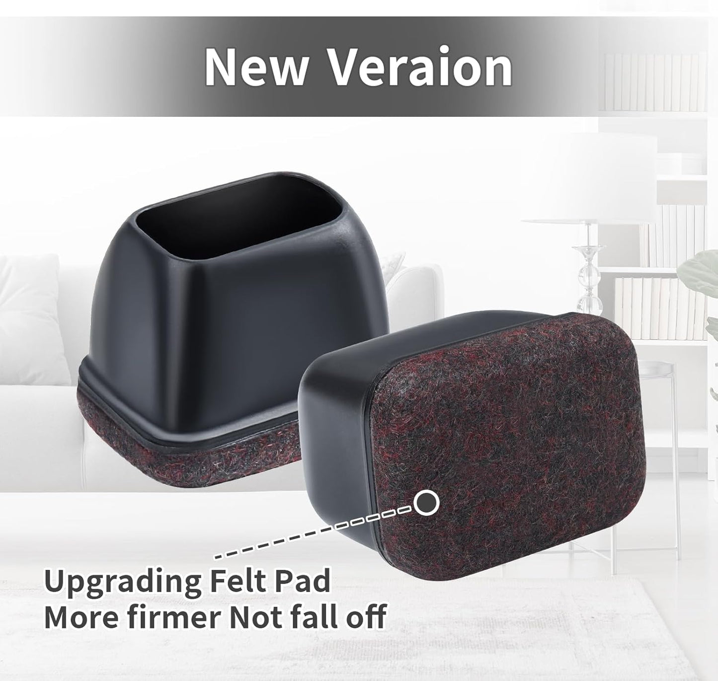 Ezprotekt 24 Pcs Rectangle Felt Chair Leg Floor Protectors for Hardwood Floors, Rectangle Silicone Furniture Pads Caps Covers for Chair Desk Table (Fit W :0.6-0.8", L: 0.9-1.3", Black)