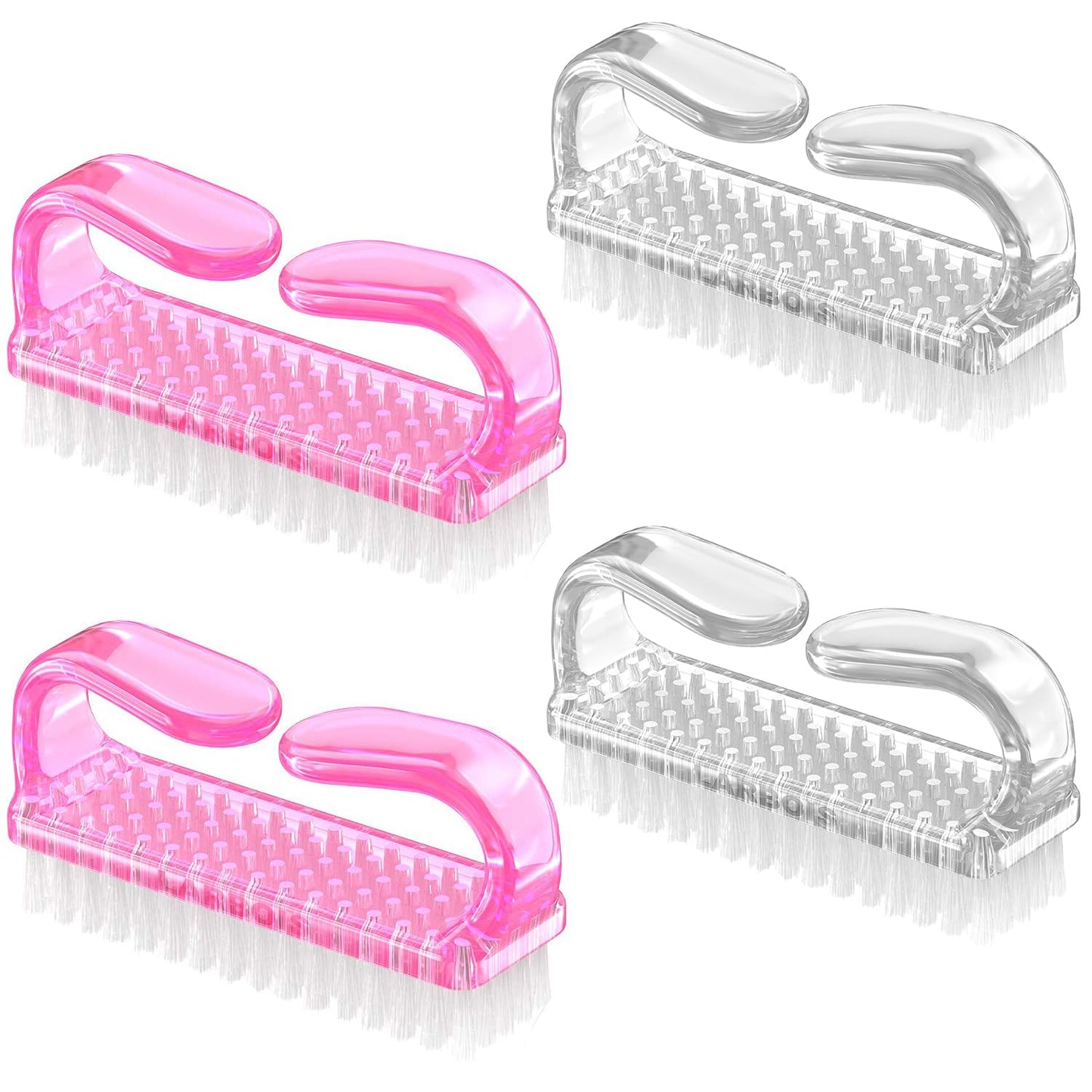 Handle Grip Nail Brush, Hand Fingernail Brush Cleaner Scrubbing Kit Pedicure for Toes and Nails Men Women (4 Pack)