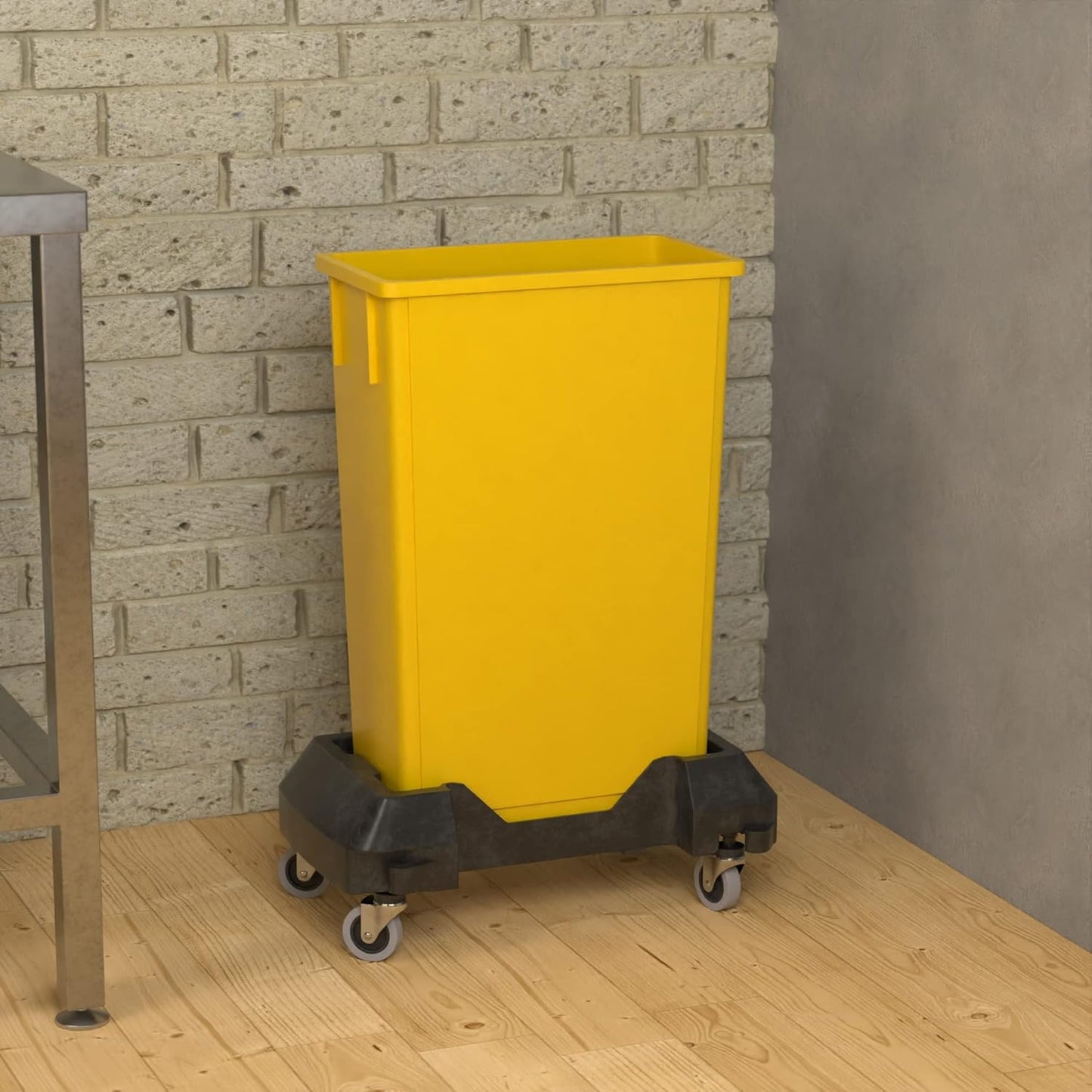 23 Gallon Yellow Slim Jim Trash Can with Dolly