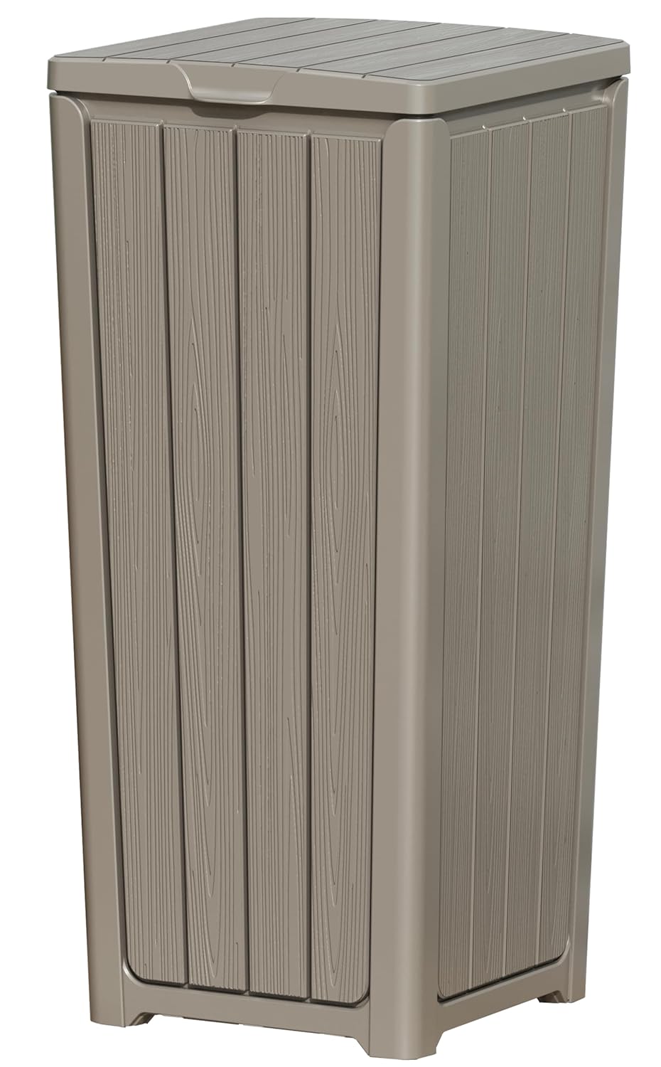 Outdoor Trash Can with Lid, Waterproof Resin Garbage Can with Tiered Lid, Outside Trash Bin for Patio, Kitchen, Backyard or Deck