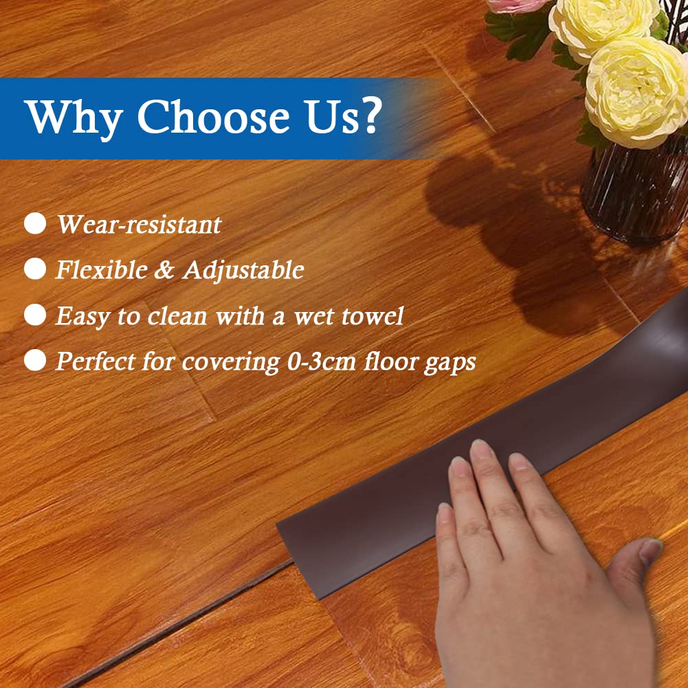 Floor Transition Strip Self Adhesive Floor Cover Strips Laminate 2" Wide Vinyl Flat Divider Transitions (5cm, 10Ft, Brown)