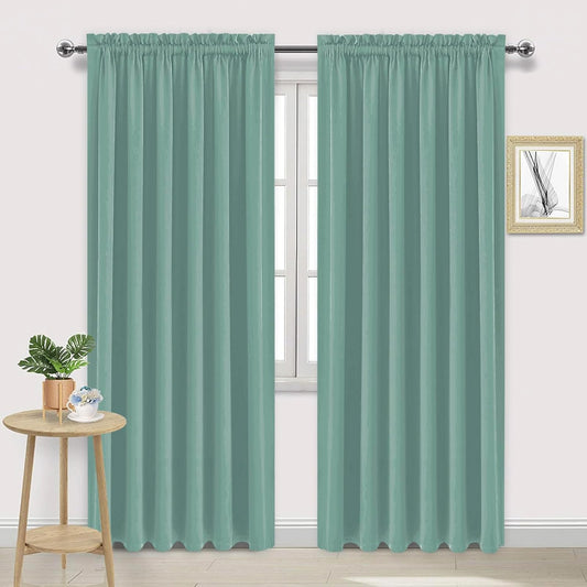 DWCN Blackout Curtains for Living Room Thermal Insulated, Energy Saving & Noise Reducing Bedroom Curtains, Sage Green, W 70x L 84 Inch, Set of 2 Rod Pocket Curtain Panels