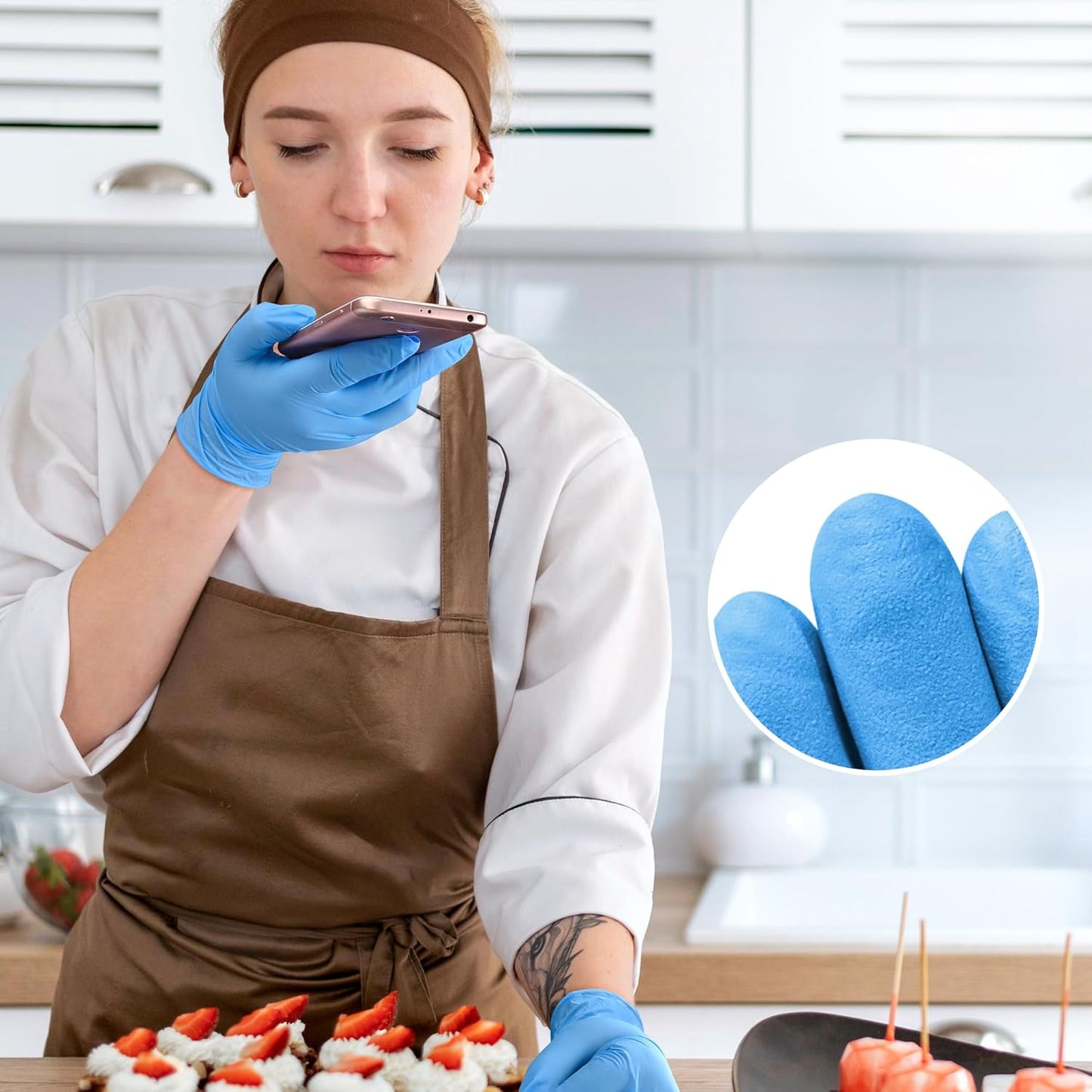 Disposable Nitrile Exam Gloves, Blue, Nitrile Gloves Disposable Latex Free, Medical Gloves, Cleaning Gloves, Food-Safe Rubber Gloves, Powder Free, Non-Sterile, 50-ct Box (X-Small)