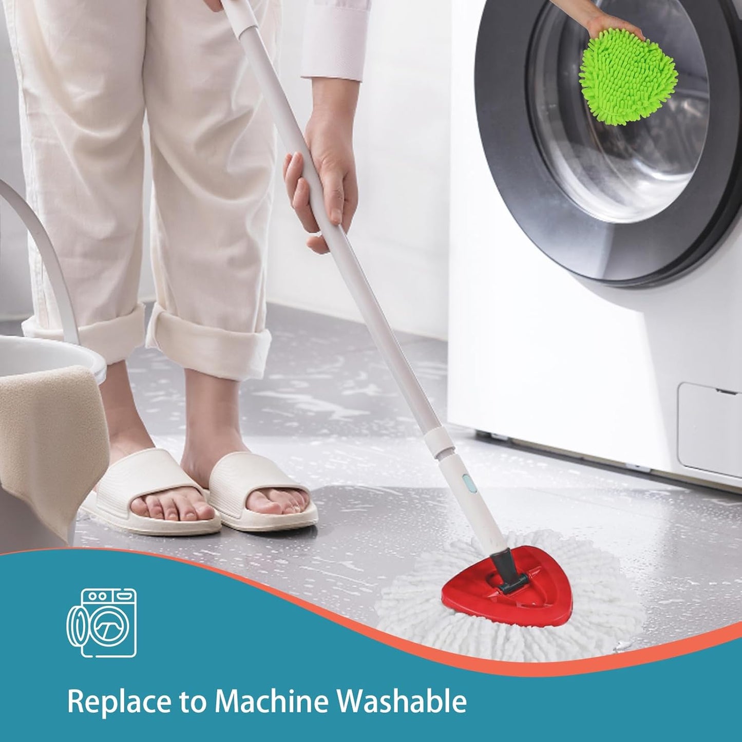 7 Pack Mop Replacement Heads for O-Ceda Mop Replace Head EasyWring Spin Mop Heads Replacements, Microfiber Spin Mop Refills, Cleaning Mop Head for Living Room& Bath Tool