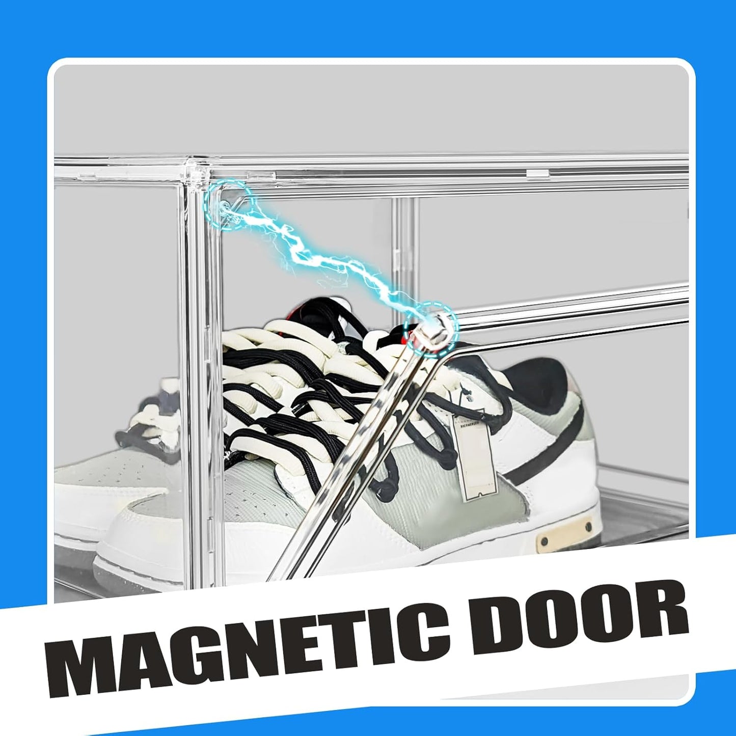 10 Pack Shoe Box Organizer Clear Plastic Stackable Shoe Boxes with Magnetic Lid Acrylic Display Case Shoe Containers for Entryway,Sneaker Storage Fit up to US Size 12