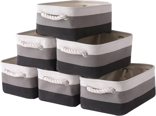 Small Storage Baskets for Shelves,Fabric Storage Baskets for Closet,Rectangular Collapsible Baskets for organizing Clothes,Books,Gifts
